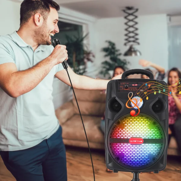 1000W Portable Bluetooth Party Speaker – 8" Subwoofer, LED Lights, Mic - Image 2