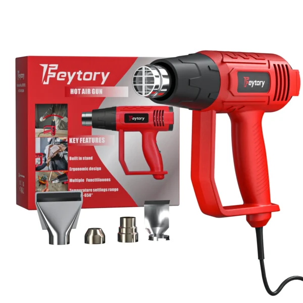 High Power Heat Gun, Dual Temp Control, 4 Nozzles for DIY, Shrink Tube, PVC, Overload Protection, Fast Heating Hot Air Gun - Image 8