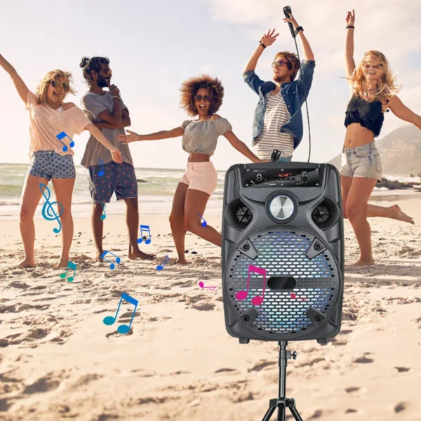 1000W Portable FM Bluetooth Speaker 8'' Subwoofer Loud Stereo Sound System With Stand LED Light & Microphone - Image 5
