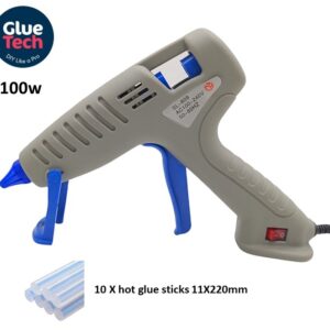 100W GRAY Professional Hot Glue Gun (With Glue Sticks)