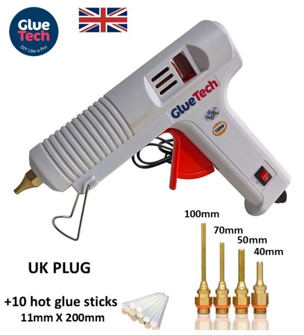 100w-hot-glue-gun-kit-professional-kit-with-4pcs-nozzles-10-sticks-and-silicone-mat