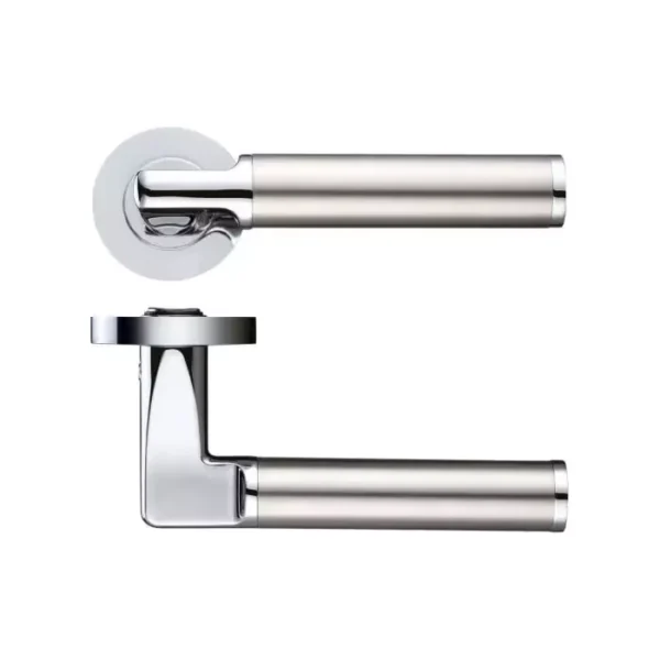 Stanza Designer Milan Door Handle on rose polishd chrome stain stinless 50mm - Image 4
