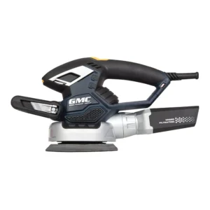 "GMC 430W random orbit sander with dual bases (125mm and 150mm) for woodworking and DIY – open box, unused tool"