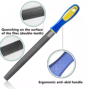 Kalim 8 Inch Half-Round Hand File with High Carbon Hardened Steel, Ergonomic Gri